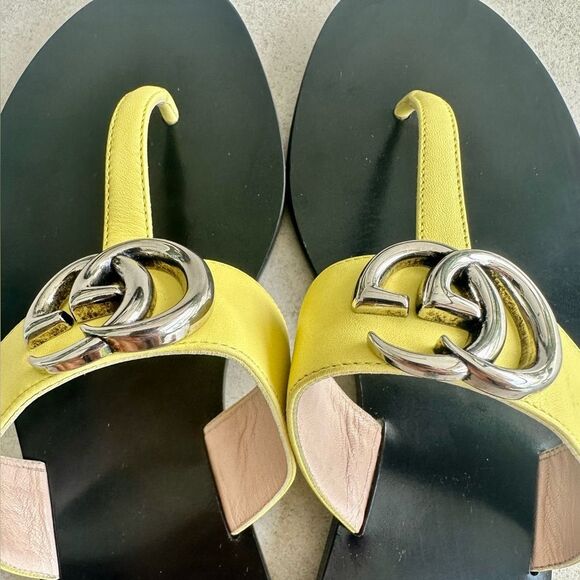 Gucci GG Marmont  Flip Flop Sandals Pastel Yellow Flat Thong Slides EU36.5 US6.5 - Picture 12 of 12